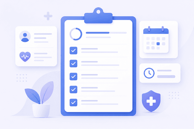 Healthcare scheduling checklist illustration